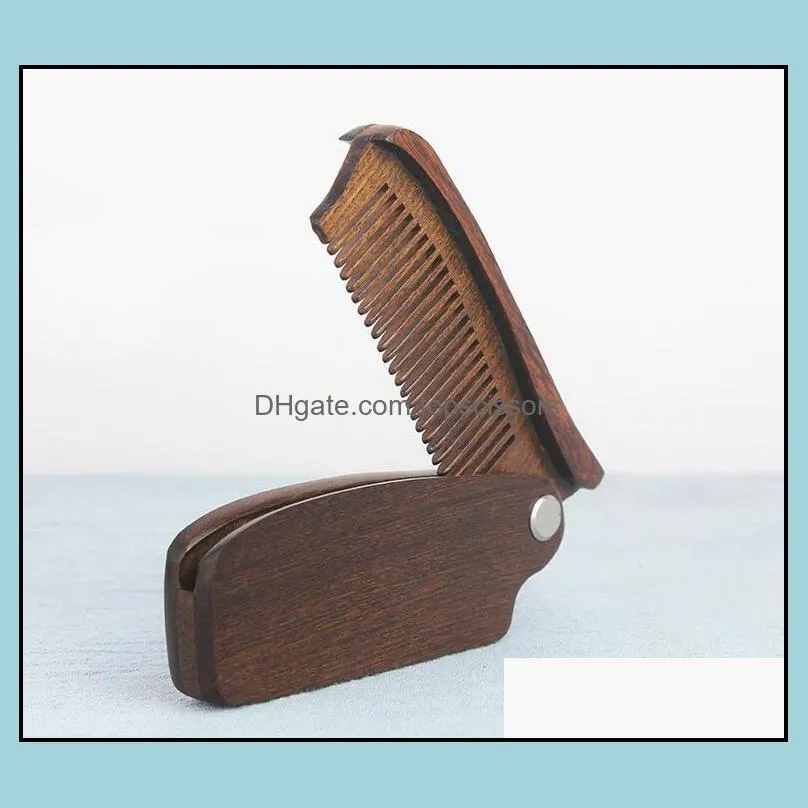 HOT Sale Professional Beard Comb Sandalwood Folding Beard Grooming Tools Comb Men Women Wooden Hair Brushes