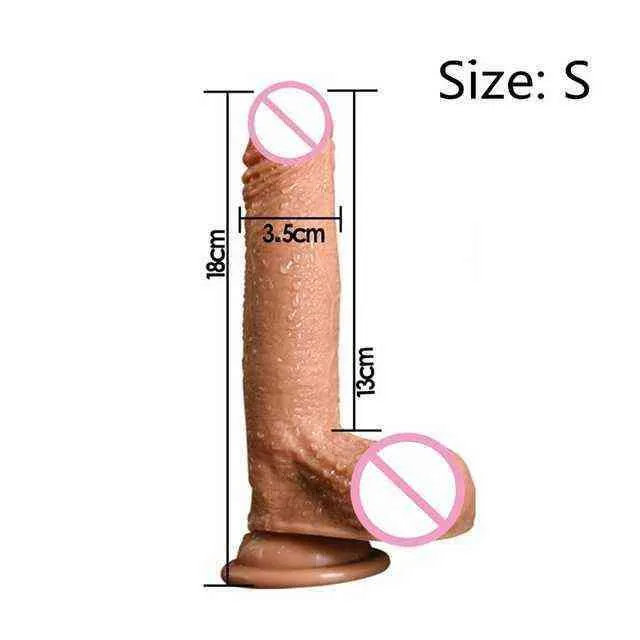 Nxy Dildos Dongs Dildo Realistic Gode Enorme Female Toys 7/8 Inch Huge Silicone Penis Juguetes Sexuales Para Realistico Consolador 220420