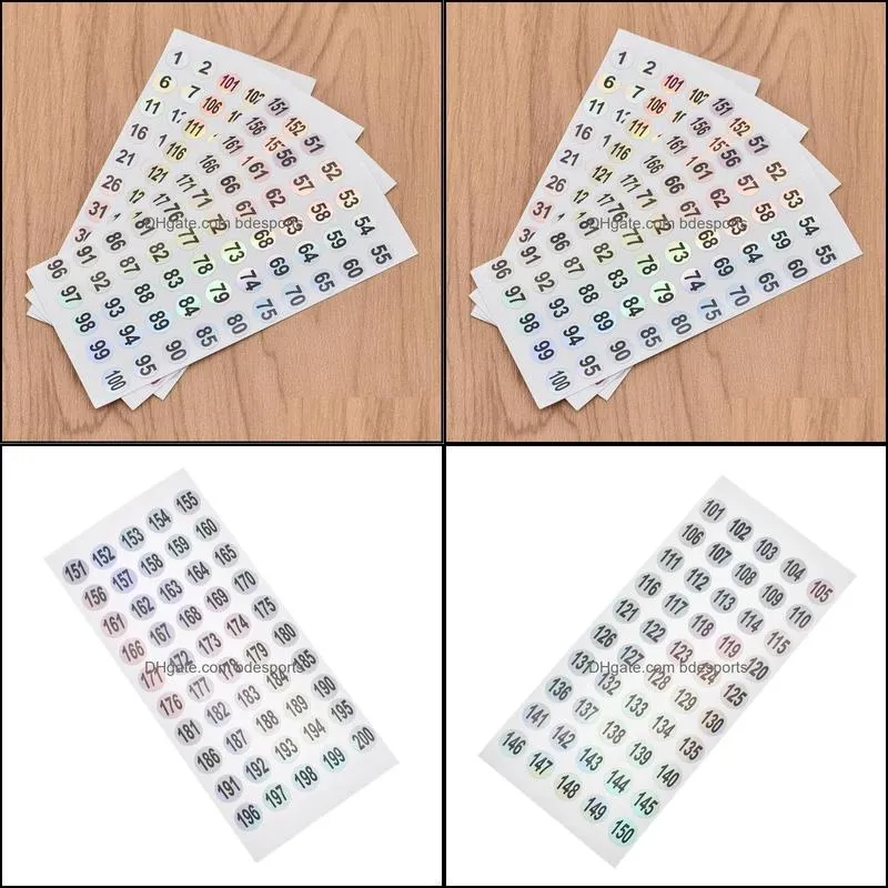 Waterproof 1-200 Laser Number Label Stickers For DIY Craft Self Adhesive Tags Sticker Home School Office Decoration