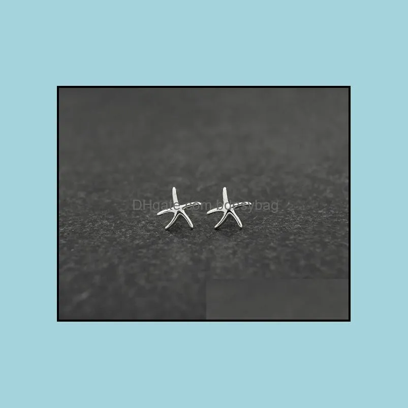 Fashion starfish stud earrings zinc alloy silver plated stud earring Marine biological stud earrings for women wholesale