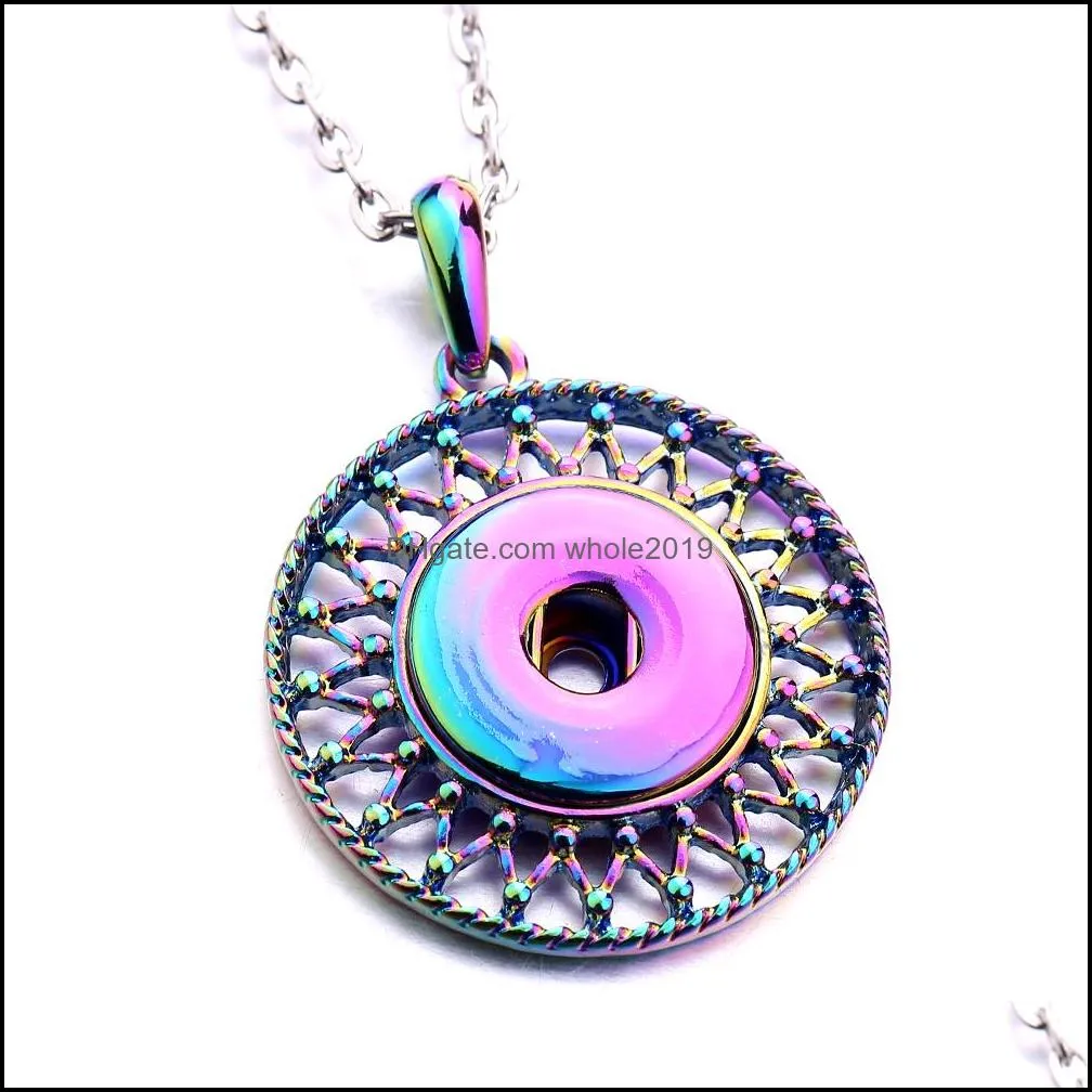 electroplating styles snap button necklace 18mm ginger snaps buttons hollow out charms necklaces for women jewelry