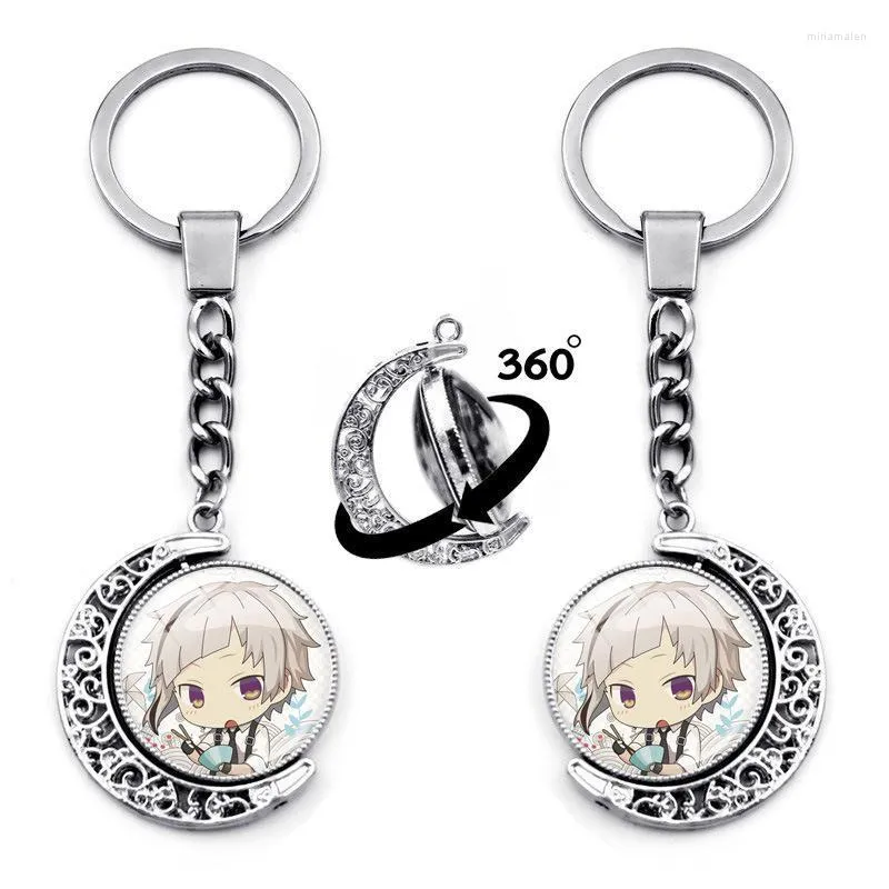 Keychains Bungo Stray Dogs Anime Collection Keychain Time Gem Double-sided Rotating Pendant Zinc Alloy Metal Jewelry Gift Miri22