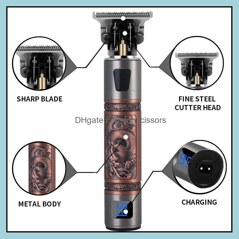 T9 Electric Hair Clipper Trimmer For Men Rechargeable Shaver Beard Barber Hairs Cutting Machine Professional 0mm Baldheaded Zero