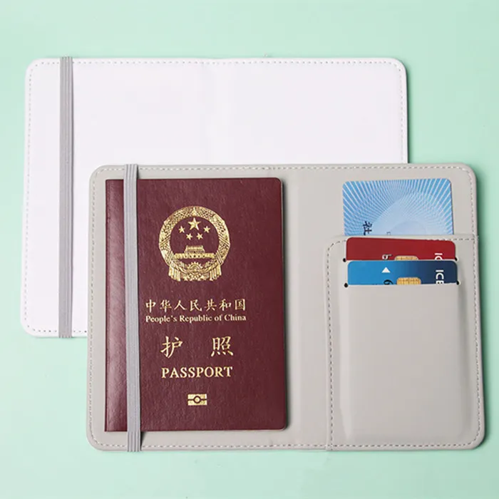 Sublimation porte-passeport blanc en cuir PU couverture de carte de crédit portefeuille Portable pour hommes bricolage voyage portefeuille B6