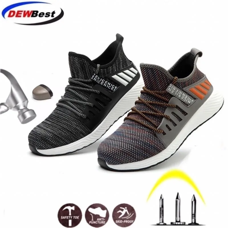 Çelik Toe Emniyet Erkekleri Hafif Nefes Alabilir Delme Hafif Sneaker Slip Slip Endüstriyel Yapı Ayakkabıları Y200915