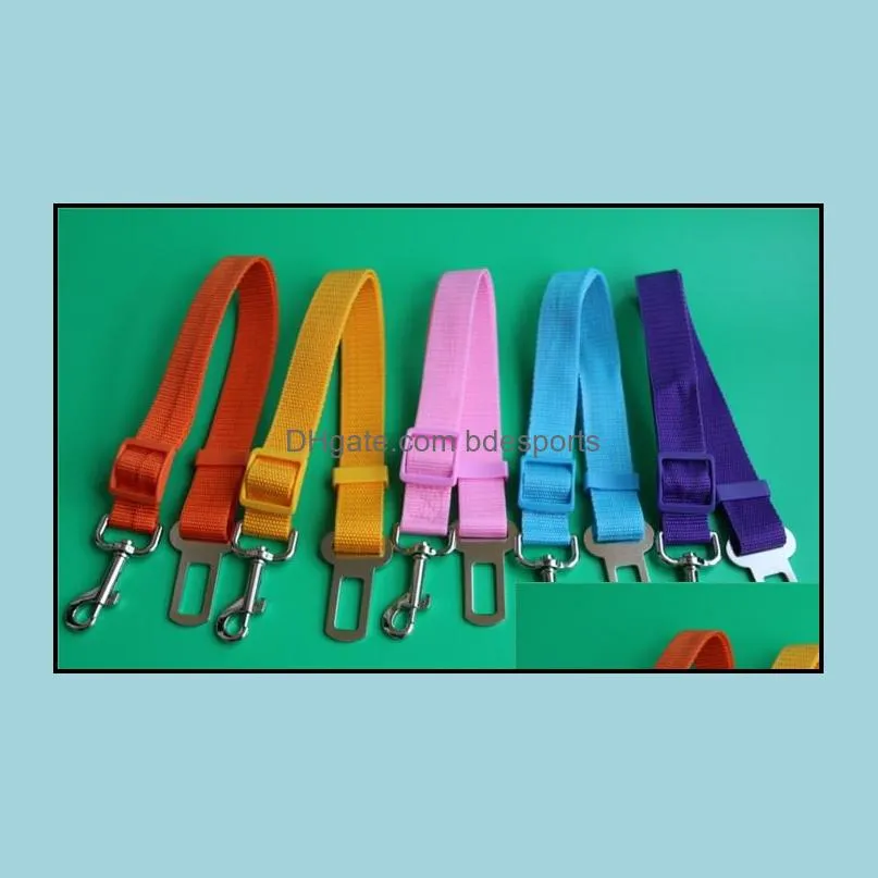 Cat Dog Car Safety Seat Belt Harness Adjustable Pet Puppy Pup Hound Vehicle Seatbelt Lead Leash 17 Colors 100Pcs Drop Delivery 2021 Collars