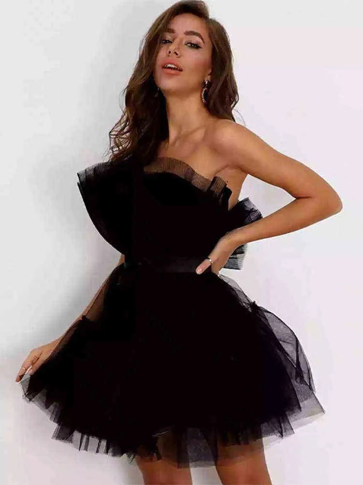 Women Off Shoulder Mesh Tutu Dress 2022 Female Fashion Bodycon Lace Short Dresses Ladies Sweety Elegant Party Evening Outfits T220818