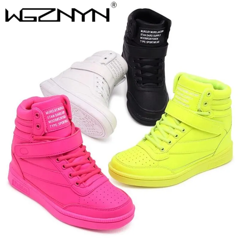 Woman Breathable High Top Black White Boots Shoes Women Casual Sport Platform Hidden Increasing Sneakers Leather Shoe 220812