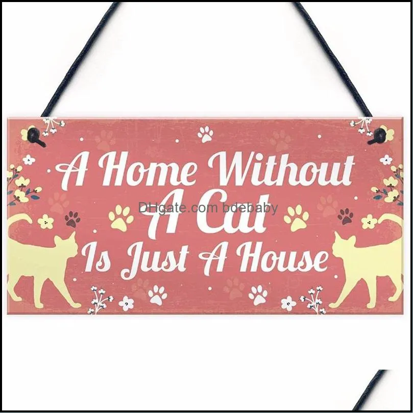 cat plaques wooden animal printed hanging sign for window door wall decor home garden yard wood plaques christmas decoration bdebaby