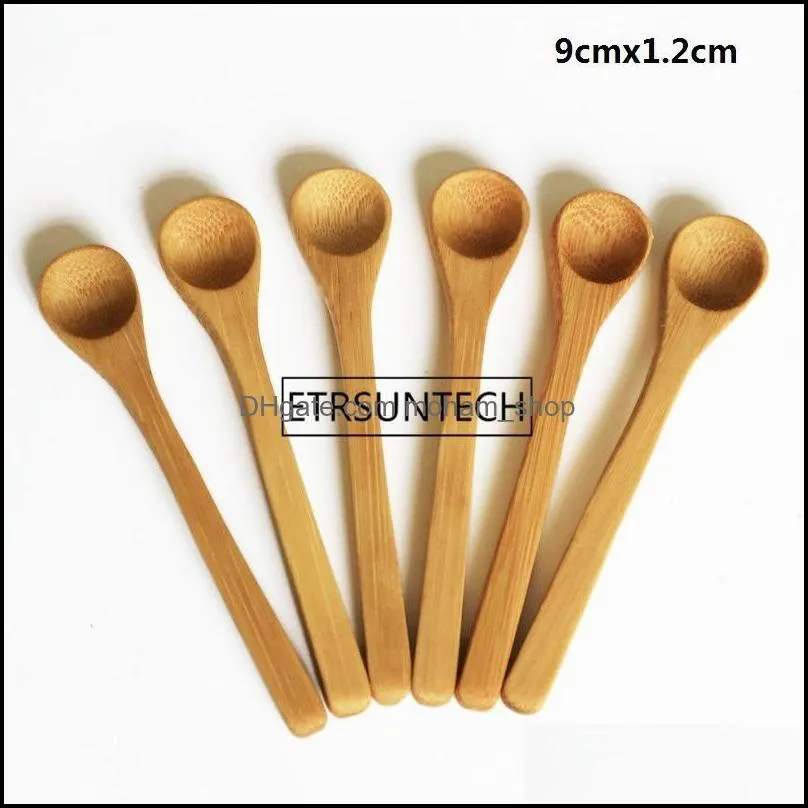 8 Size Small bamboo Spoons Natural Eeo-Friendly Mini Honey Spoons Kitchen Mini Coffee Teaspoon Kids Ice Cream Scoop 9~16cm RRA6780