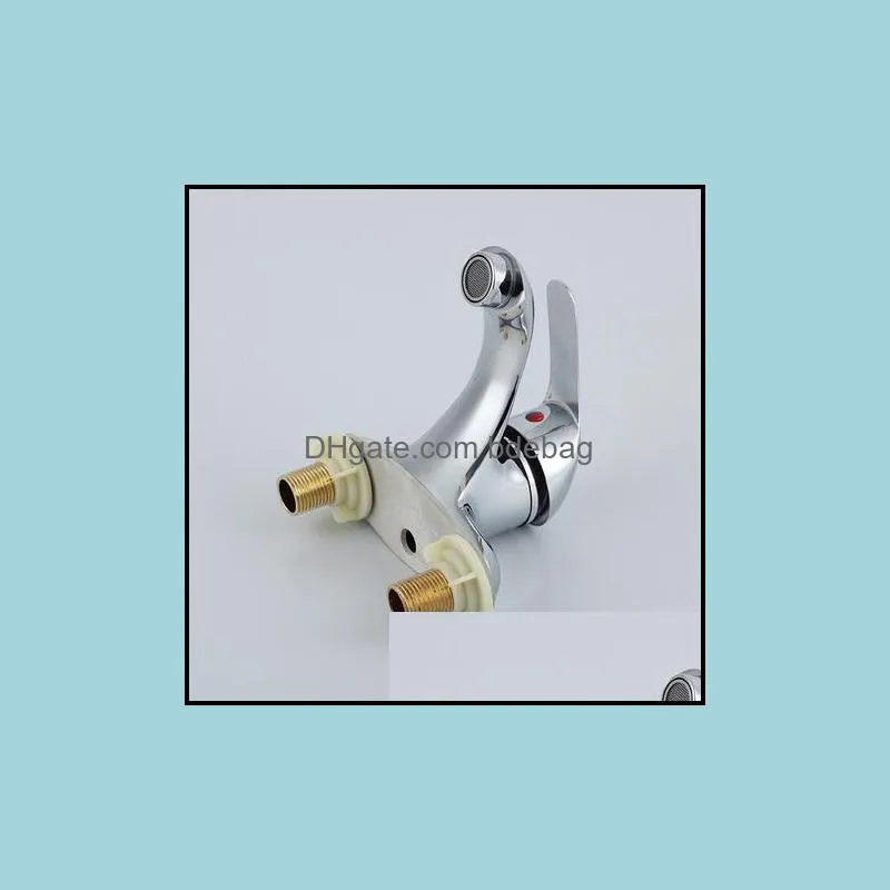 Zinc Alloy hot and cold faucet single holder double hole wash basin faucets