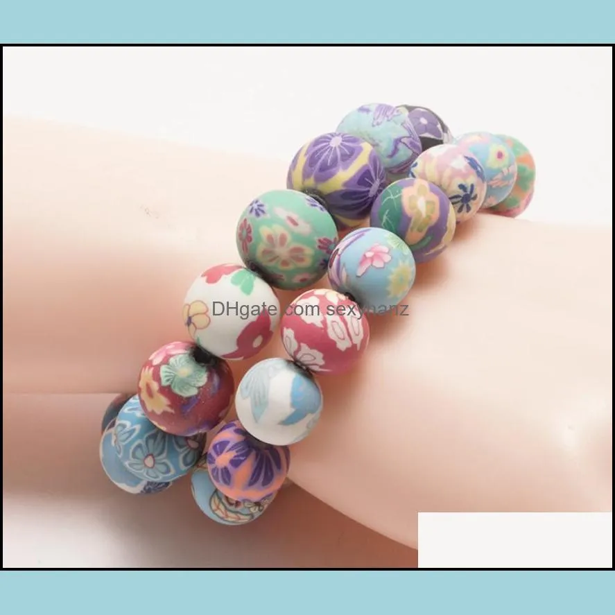 HOT Selling handmade Bohemian beaded bracelets Floral soft clay elastic bracelet For Women Girls National jewelry Epacket free ship