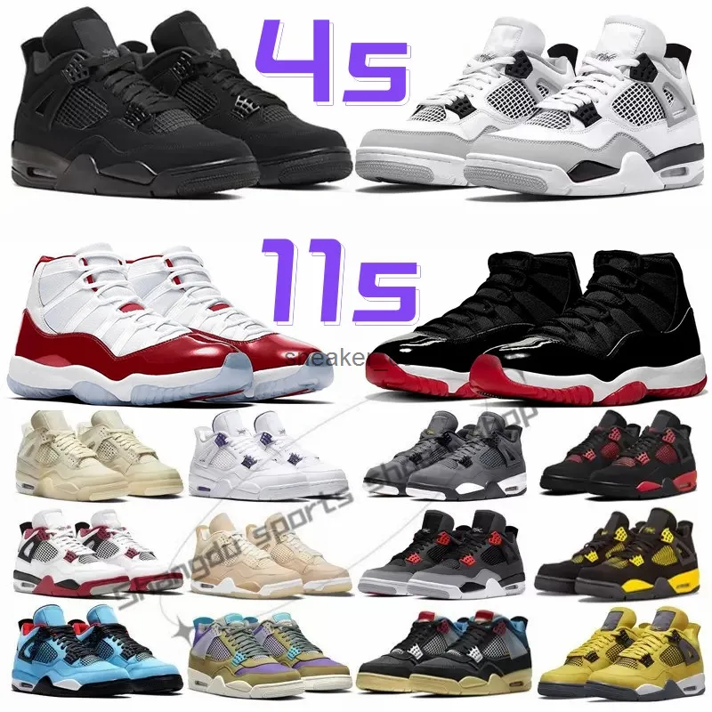 Jumpman 4 Homens Tênis de Basquete 11 Homens Mulheres Tênis 4s Gato Preto Universidade Azul Vermelho Infravermelho 25º Aniversário 11s Esportes ao Ar Livre