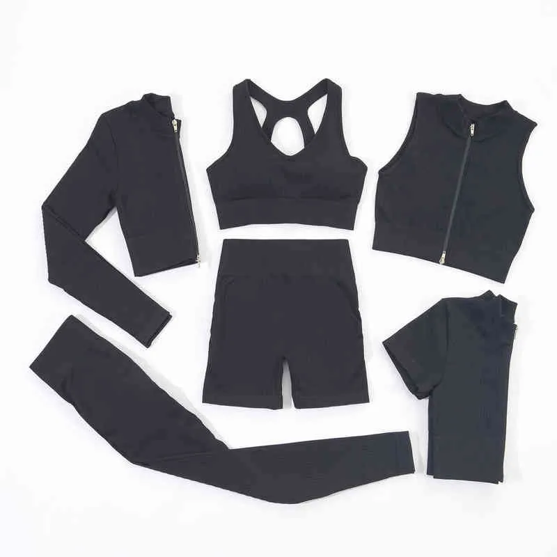 Yoga Setleri Spor Salları Kadın Spor Sütyen Giyim Fitness Uzun Kollu Mahsul Üst Düzemsiz Taytlar Kadın Egzersizi Active Giyim J220706