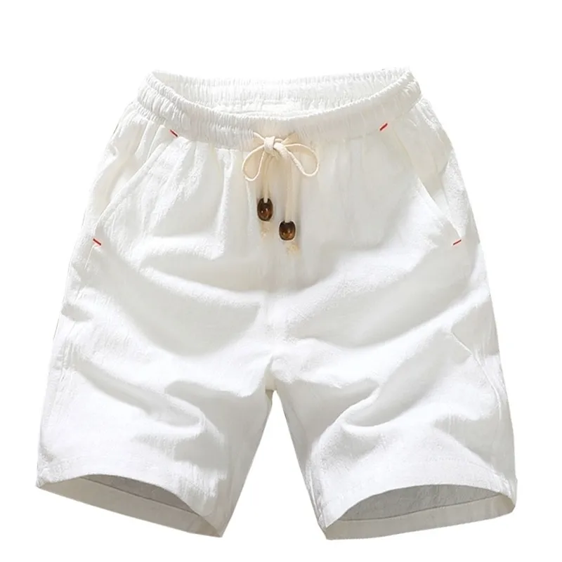 Summer Cotton Shorts Loose Mens Casual Short Joggers Black White Drawstring Waist Bermuda Shorts Men Plus Size 4XL 5XL 210322