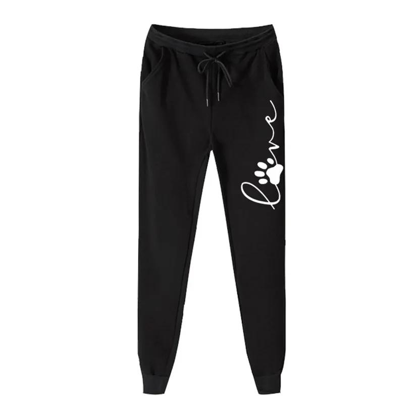 Mode pantalons de survêtement pour femmes automne hiver en plein air chaud amour imprimé survêtement pantalon décontracté Fitness course pantalons longs 220325