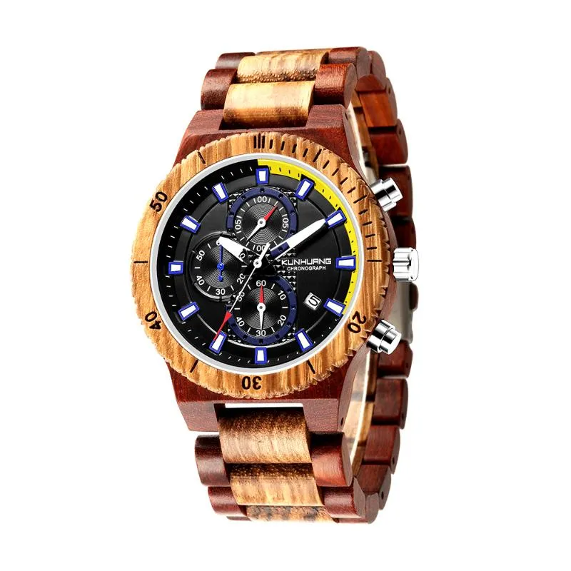 Avanadores de punho 2022 Relogio Masculino Wooden Watch Men Top elegante Hands Luminous Watches Militares em Box Relloj Hombre