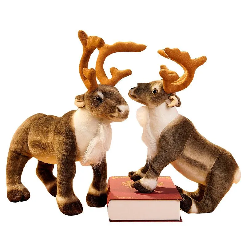Almofada / travesseiro decorativo 1 pcs Simulação Santa Elk Boneca de Pelúcia Macia Vida Animal Deer Children / Menino Criativo Decoração Presentes