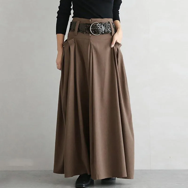 Causal Lino Faldas Largas Mujeres Verano Tobillo Longitud Sólido Coreano Moda Japonés Chica Metálica Falda Mujer De 29,21 € | DHgate