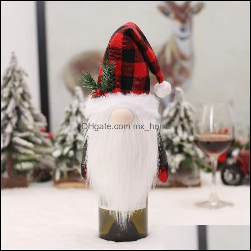 christmas party supplies cute christmas hats elk hat faceless old man wine bottle cover xmas gifts table home decor mxhome