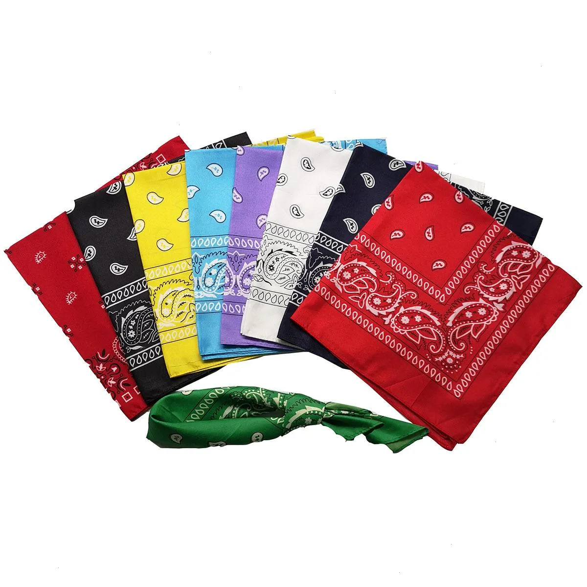 Polyester Paisley Square Punk Hip Hop Bandana Neckerchief Headwear Hair Band Scarf Neck Wrist Wrap Headtie för män