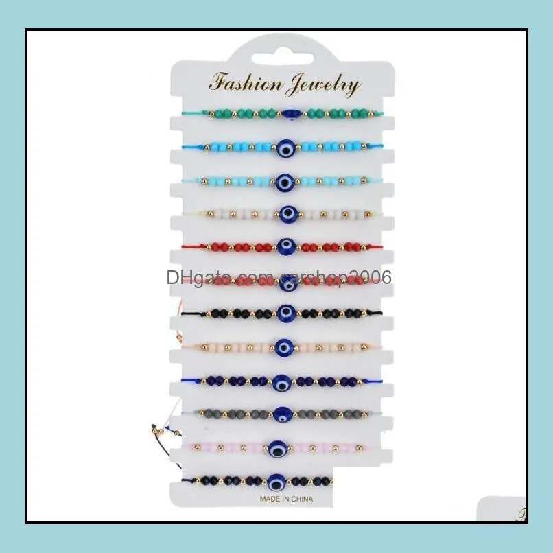 12 Pcs Colorful Evil Eye Beaded Bracelets Handmade Braided String Good Luck Nazar Amulet Bangle Lucky Turkish Religious Symbol Bracelet