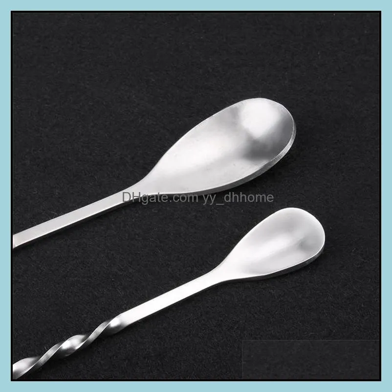 26cm stainless steel long mixing spoon, spiral long bar spoons for cocktail drinking, two head long spoons forks