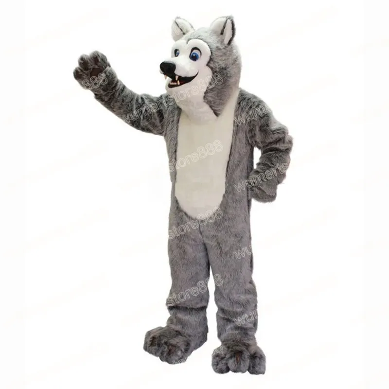 Halloween Gray Husky Mascot Costume Cartoon Animal Theme Character Carnival Festival Fancy Dress Adults Size Xmas Outdoor Party Outfit