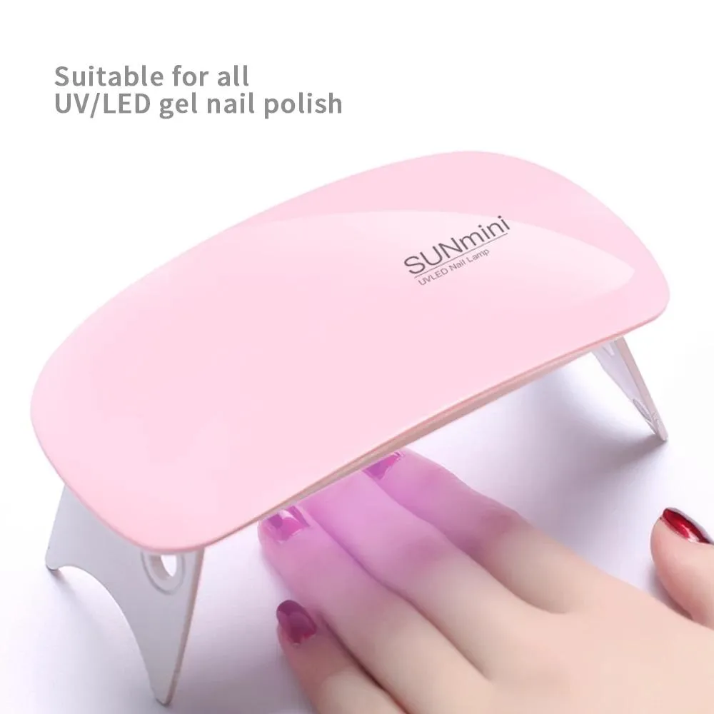 Textile Nail Light 6w Mini Nails Dryer Blanc Rose UV LED Light Interface USB Portable Très pratique pour un usage domestique