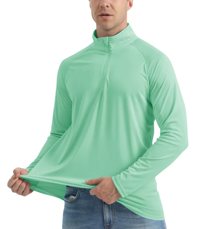 TACVASEN UPF 50 Sun UV Protection T Shirt Men S 1 4 Zip Pullover Outdoor  Fishing Swimming Hiking Performance UV Tee Shirts Tops 220620 From  Huafei04, $15.88