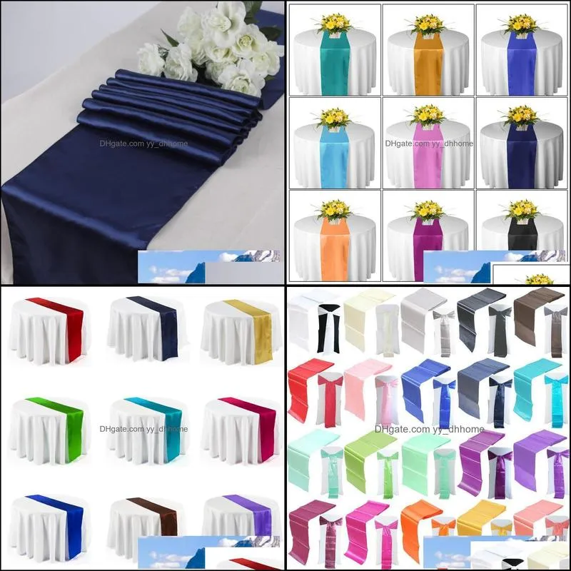 Wholesale- new 10PCS navy blue Satin Table Runners 12