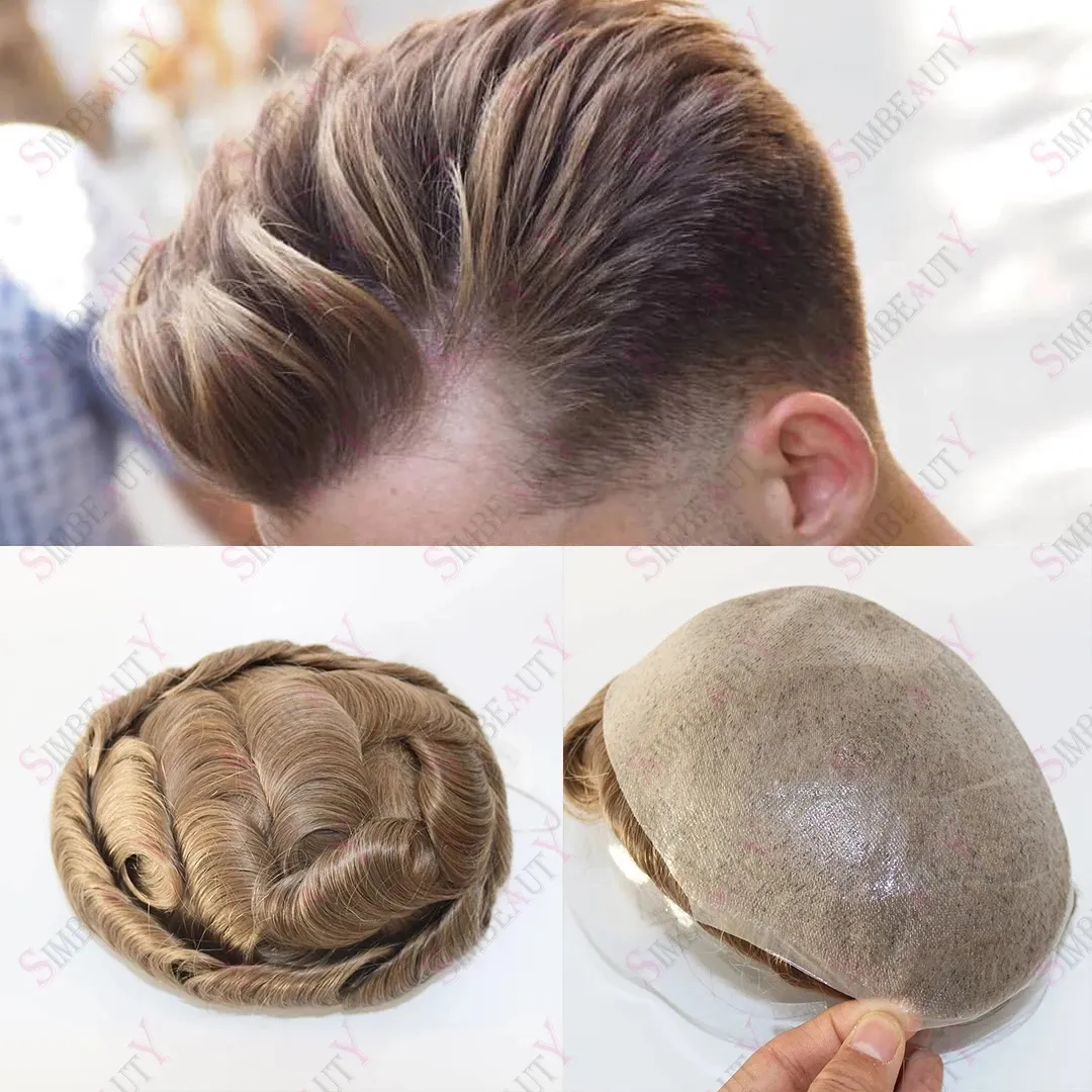 NG Ultra Thin Skin V-Looped Herren Toupet Haar Natürlicher Haaransatz Männer Remy Haarteil Echthaar Ersatzsystem