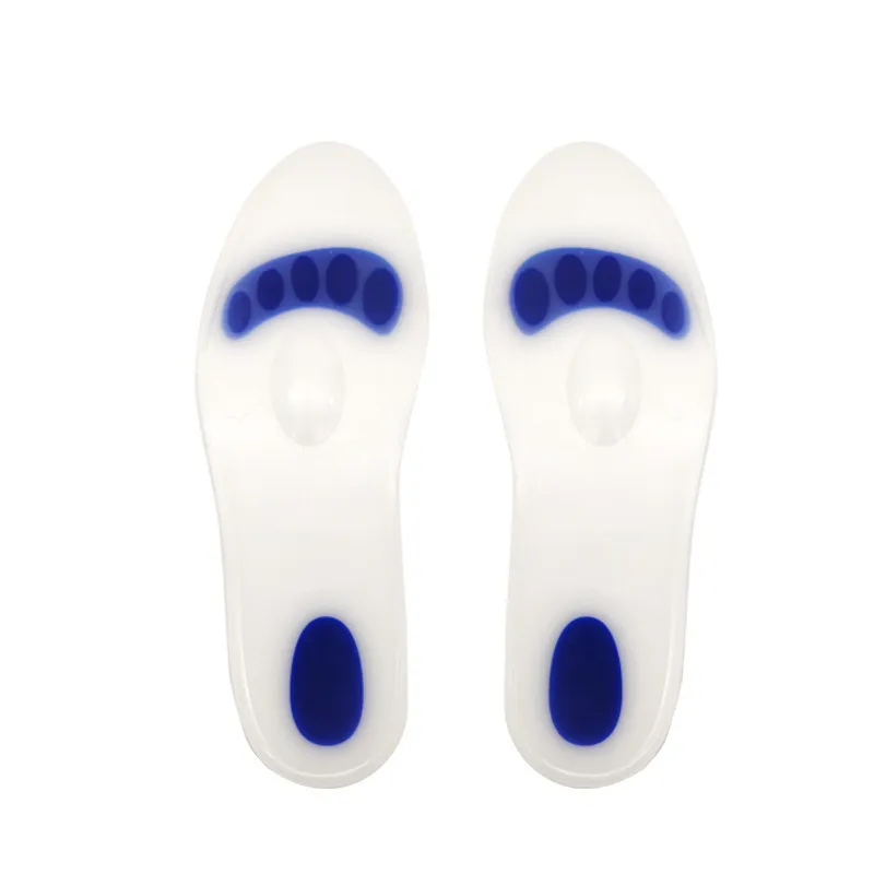 Semelles intérieures en silicone Traitement des pieds Pu Coussin complet Sport Absorption des chocs Doux Antidérapant Anti-douleur Anti-ampoules Les hommes et les femmes peuvent couper la semelle intérieure 1 paire