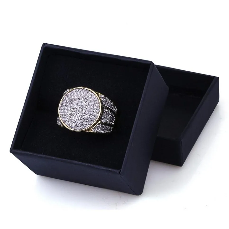 Mens Hip Hop Gold Rings Jewelry Fashion Iced Out Simulation Diamond Rings for Men2510