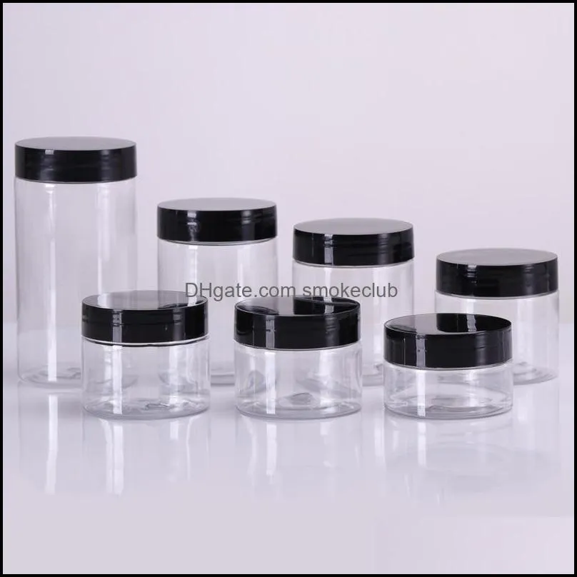 30 40 50 60 80ml Plastic Jars Transparent PET Storage Cans Boxes Round Bottle with Plastic/Aluminum Lids