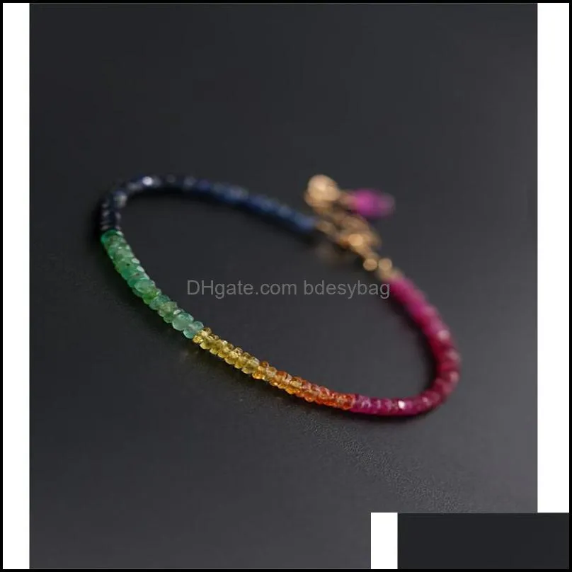 daimi faceted color sapphire female gemstones genuine yellow 14k gold injection simple bracelet for girlfriend