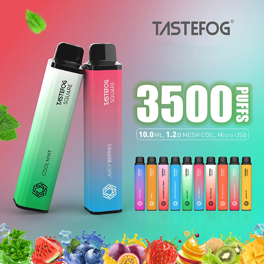 JC Tastefog Square Rechargeable 3500Puffs 0％2％5％NC電子タバコ使い捨てポッド蒸気キット卸売