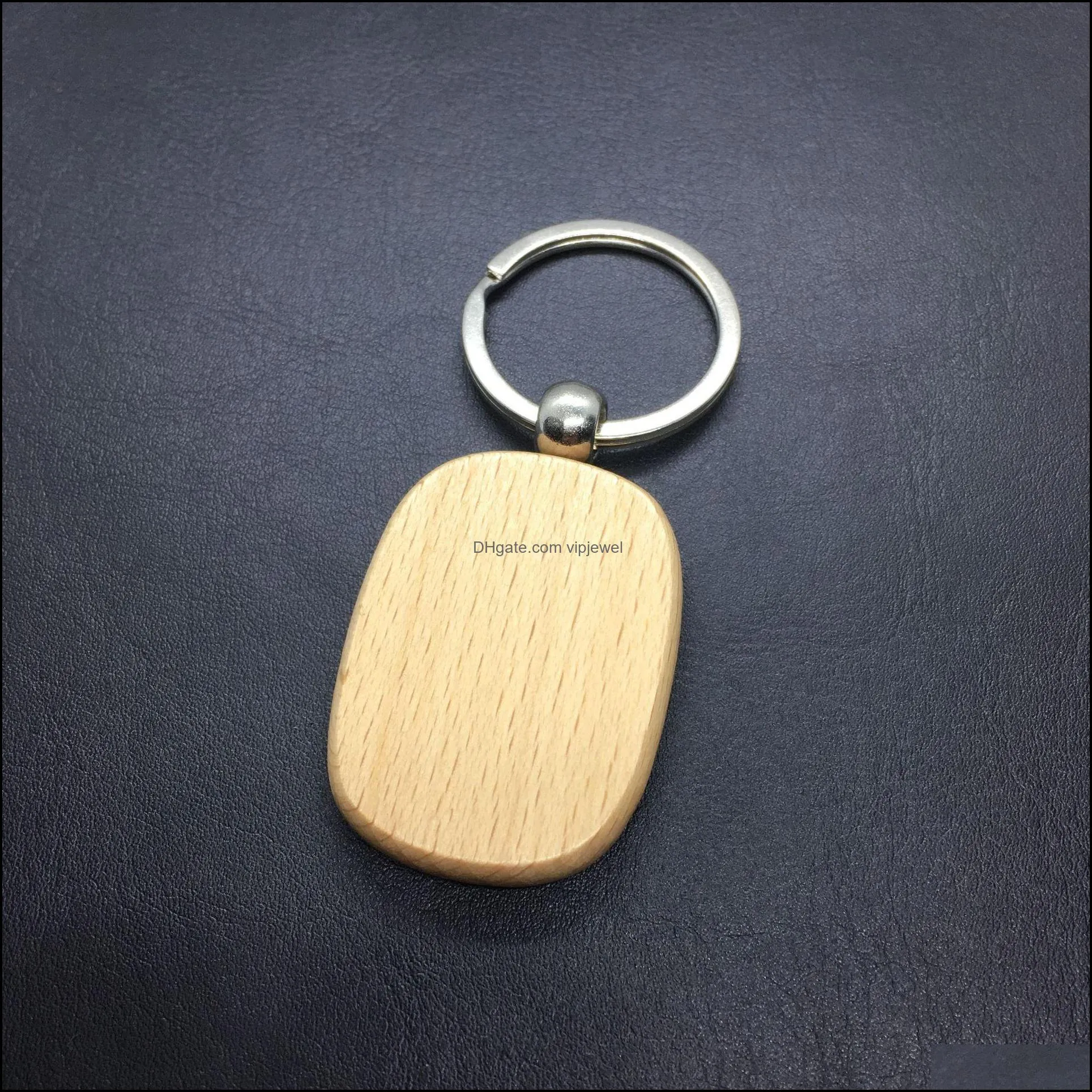wood keychain round rectangle square oval heart goose egg shape key rings diy wooden keyring holder car pendant g199f z