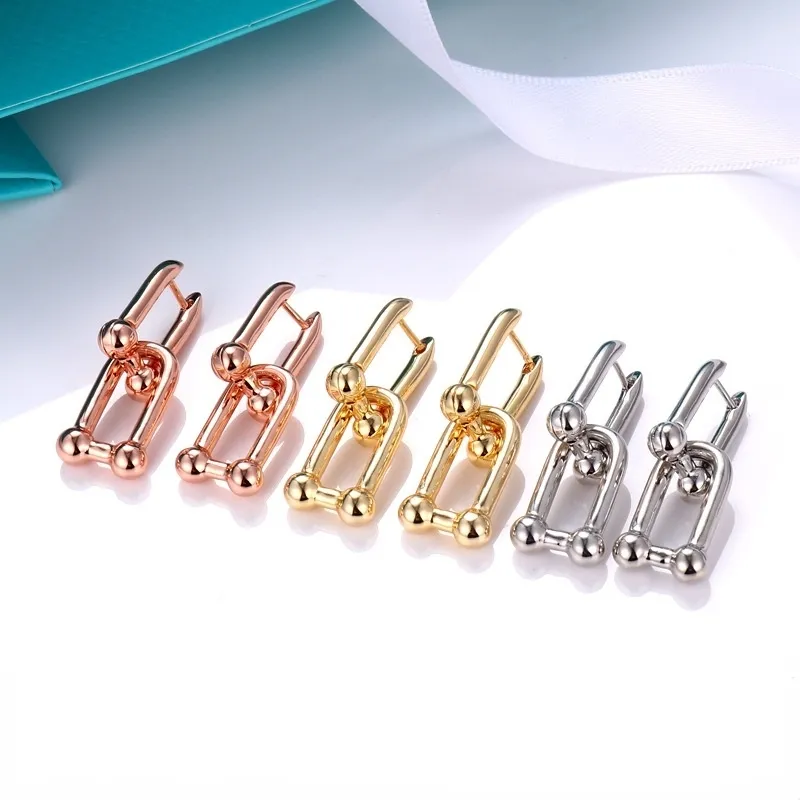 Fashion Designer Light Luxury Women's Jewelry V Gold U-shaped Geometric Earrings Ear Rings For Ladies G220509