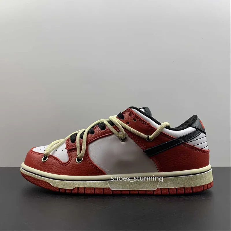 Top Quality Skateboard Shoes DNks Lows EMB Sail Black Black Chile Red