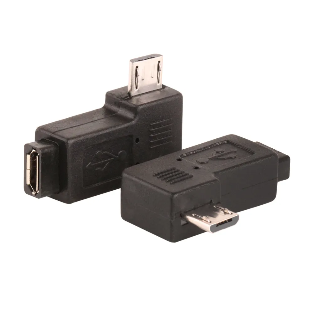 90 graus ângulo reto Micro USB fêmea para micro USB Adaptador macho Conversor em forma de L