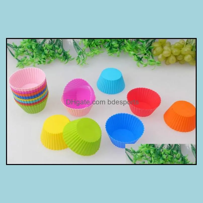 8 colors Round shape Silicone Muffin Cupcake 7CM Mould Bakeware Maker Mold Tray Baking Cup Liner Baking Molds RC8303