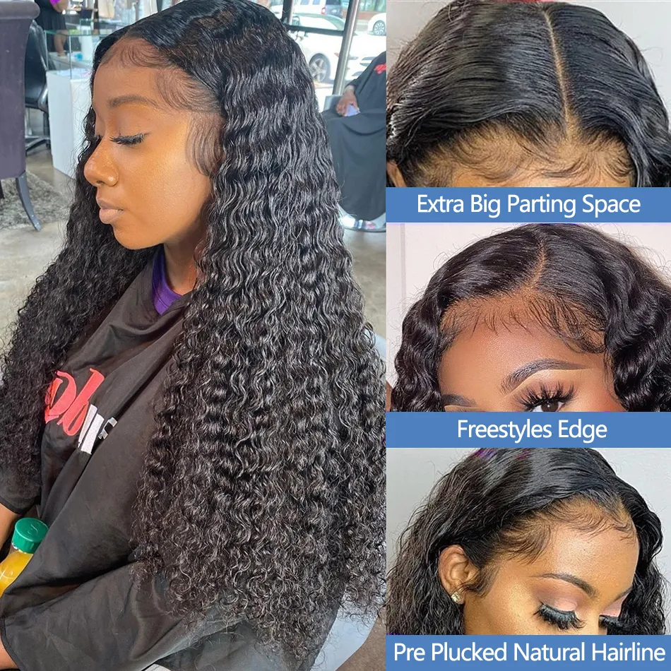 Perruque Lace Frontal Wig synthétique bouclée et profonde, 30 pouces de Long, 13x4, perruque Lace Front Wig, cheveux amples, densité 250, 2024, pour femmes