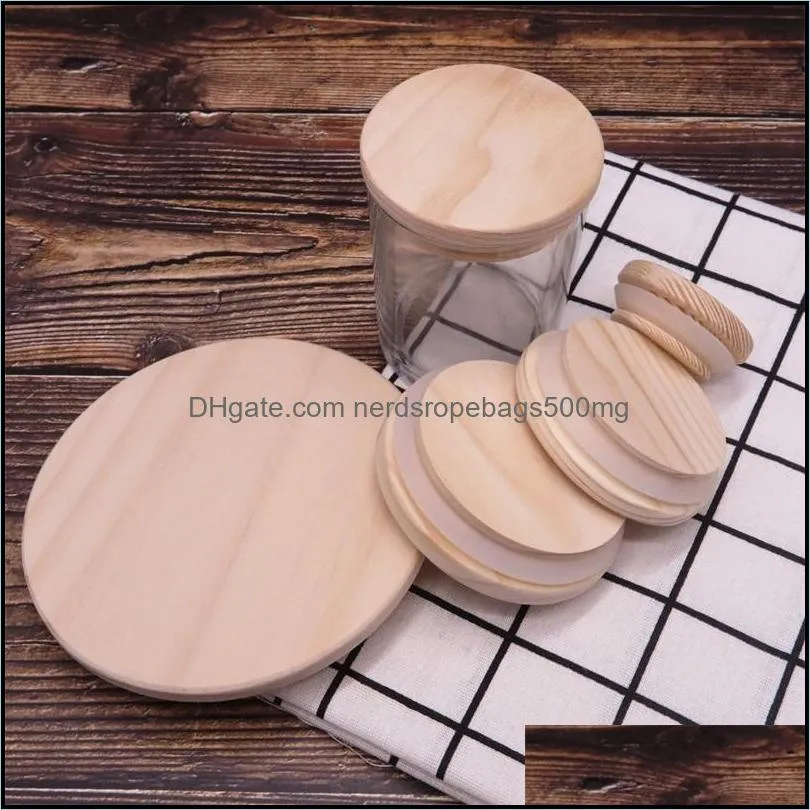 Wooden Mason Jar Lids 8 Sizes Environmental Reusable Wood Bottle Caps With Silicone Ring Glass Bottle Sealing Cover Dust Cover 277 N2