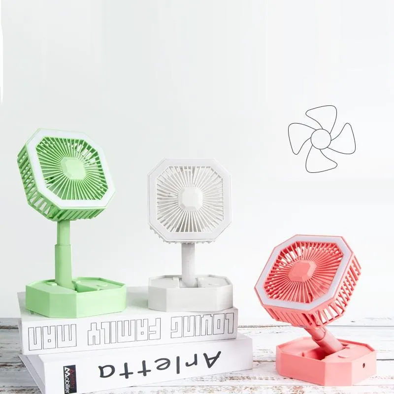 Party Supplies Portable Folding Fan with LED Night Light Student Office Low Noise Desktop Fan for Home Outdoor Camping