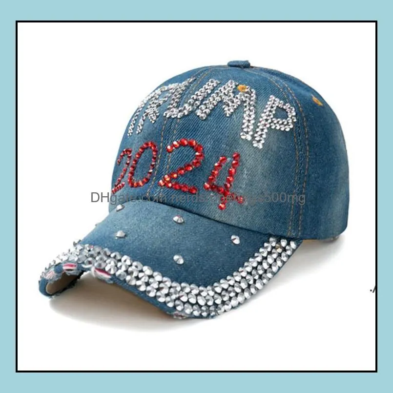 パーティーハットお祝いの供給ホームガーデンファッション野球帽USAハット選挙キャンペーンカウボーイダイヤモンドキャップ調整可能なスナップバック女性デニム