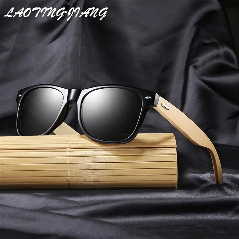 Óculos de sol de madeira da moda homens homens clássicos quadrados vintage acionando óculos de sol preto Eyewear UV400 oculares 220629