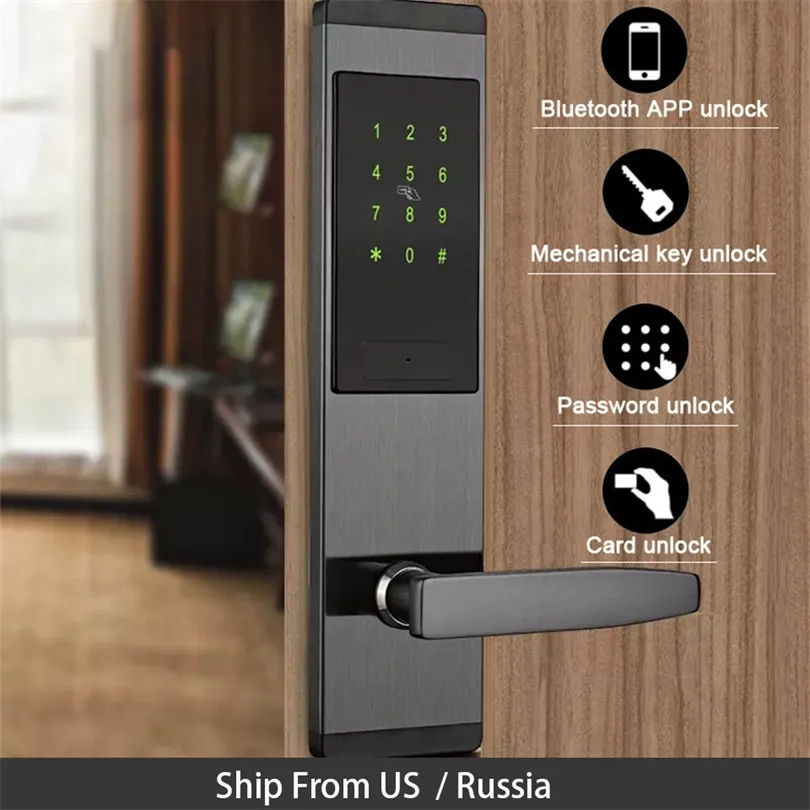 Ttlock Segurança Porta eletrônica Lock Digital Smart Touch Tela Keypad Senha Bloqueio Porta Cerradura Inteligente Smart Lock 201013