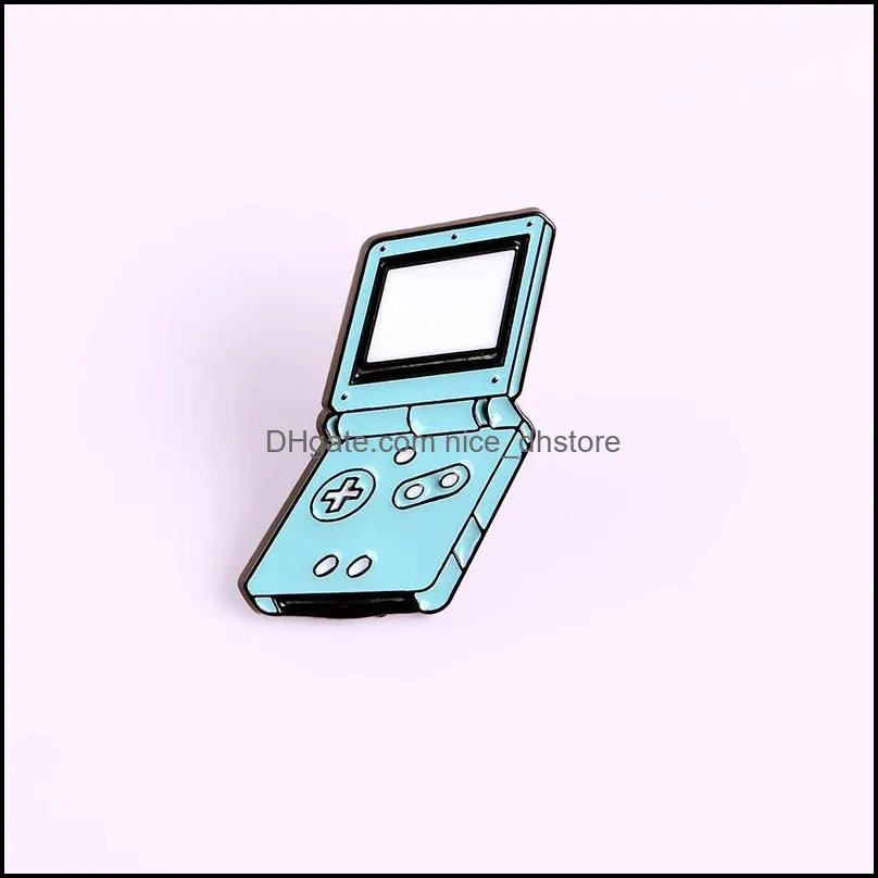handheld game console pin blue game machine brooch soft enamel pins for women men cartoon badge game player jewelry