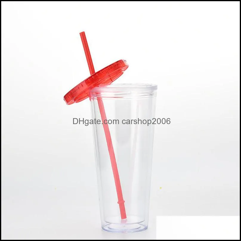 24oz transparent cups tumblers plastic drinking juice cup with lip and straw wll886